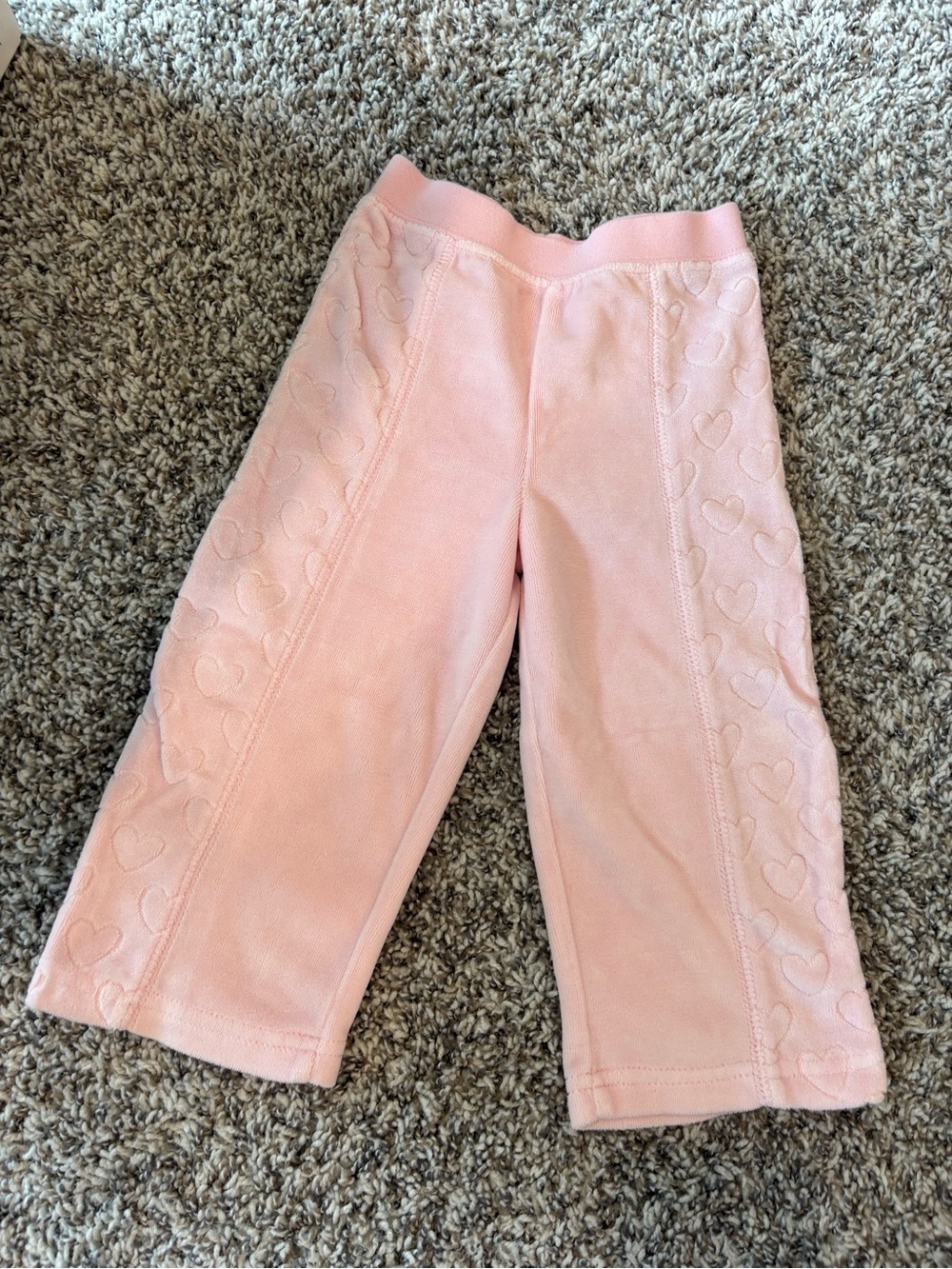 Miniwear Pink Girls Pajama Bottoms with Heart Embossed Panels